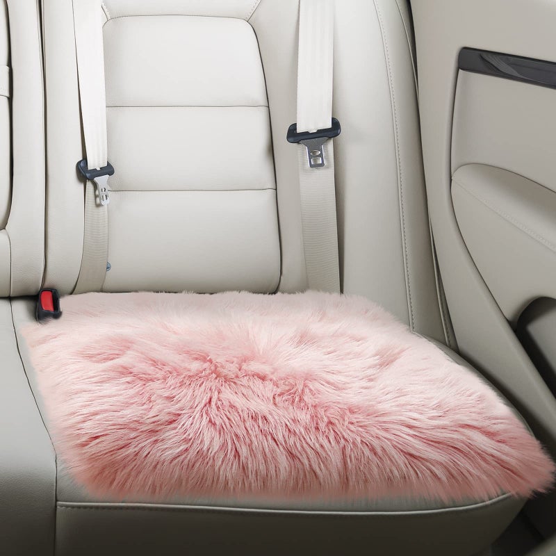 Softlife Pink Faux Fur Sheepskin Chair Cover Seat Cushion Pad Super Soft Area Rugs for Living Bedroom Sofa Dorm (1.6ft x 1.6ft) - Image 5